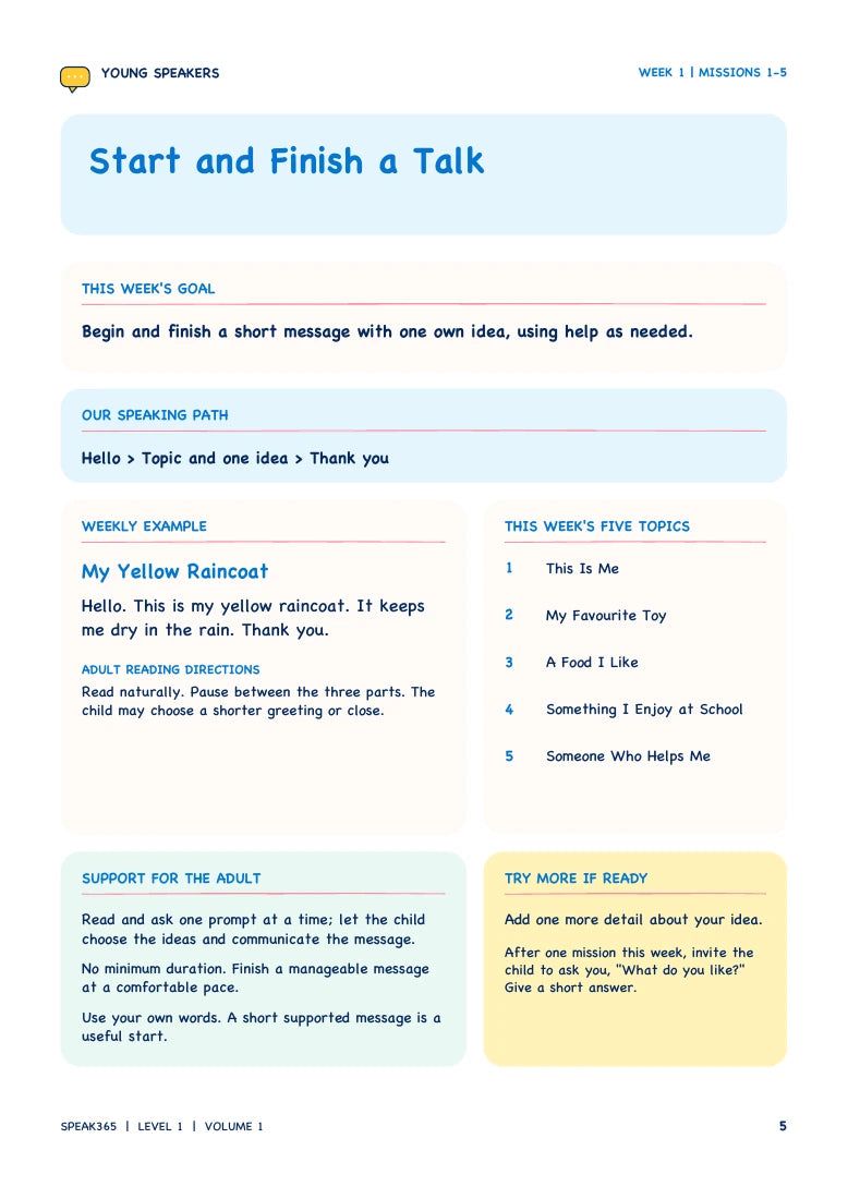 Level 1, Week 1: Start and Finish a Talk